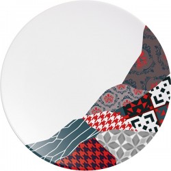 Тарелка мелкая «Фрагмент Кармин»; фарфор; D=16см; белый, красный