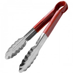 Щипцы красная ручка «Prohotel»; сталь нерж., резина; L=240/85, B=40мм; , красный
