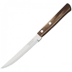 Нож для стейка с дерев. ручкой[3шт]; сталь нерж.; L=210/110, B=15мм; коричнев.