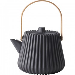 Чайник с ситом «Пекое»; керамика, металл; 0, 55л; D=12, 5, H=12см; черный