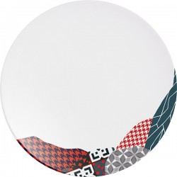 Тарелка мелкая «Фрагмент Кармин»; фарфор; D=25, 5см; белый, красный