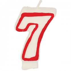 Свеча-цифра ко дню рождения «7»; воск; H=16, L=144/74, B=80мм; белый, красный