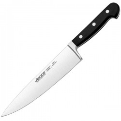 Нож поварской «Класика»; сталь нерж., полиоксиметилен; L=343/210, B=43мм; черный, 