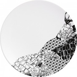 Тарелка мелкая «Фрагмент Ардуаз»; фарфор; D=16см; белый, серый