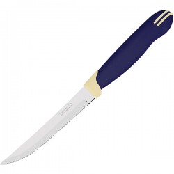 Нож для стейка; L=110/215, B=15мм; синий, белый